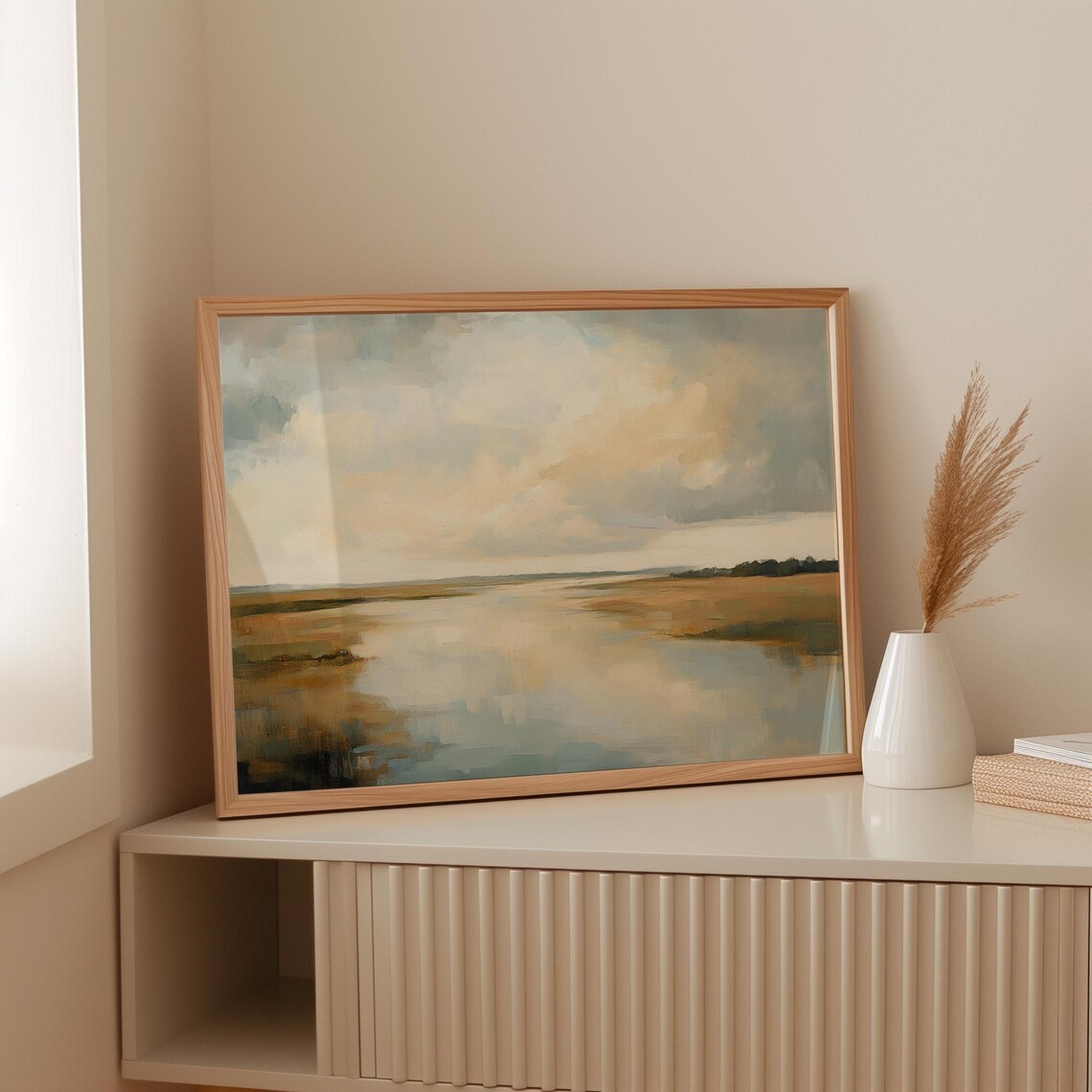 Marshland Landscape, Minimalist Coastal Wall Decor - Image 2