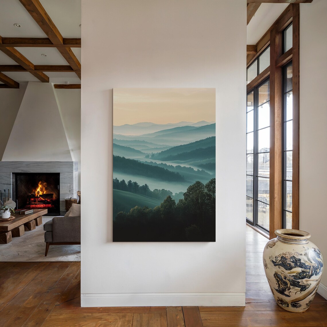 Blue Ridge Mountains Art Print, Misty Landscape - Image 4