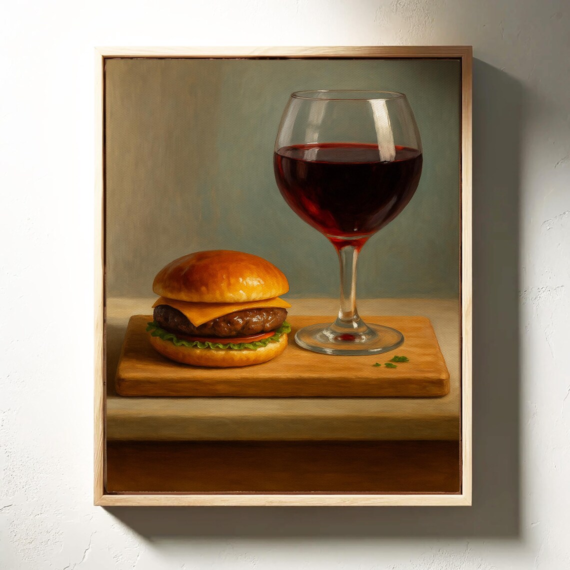 Burger And Wine Art Print, Gourmet Still Life - Image 4