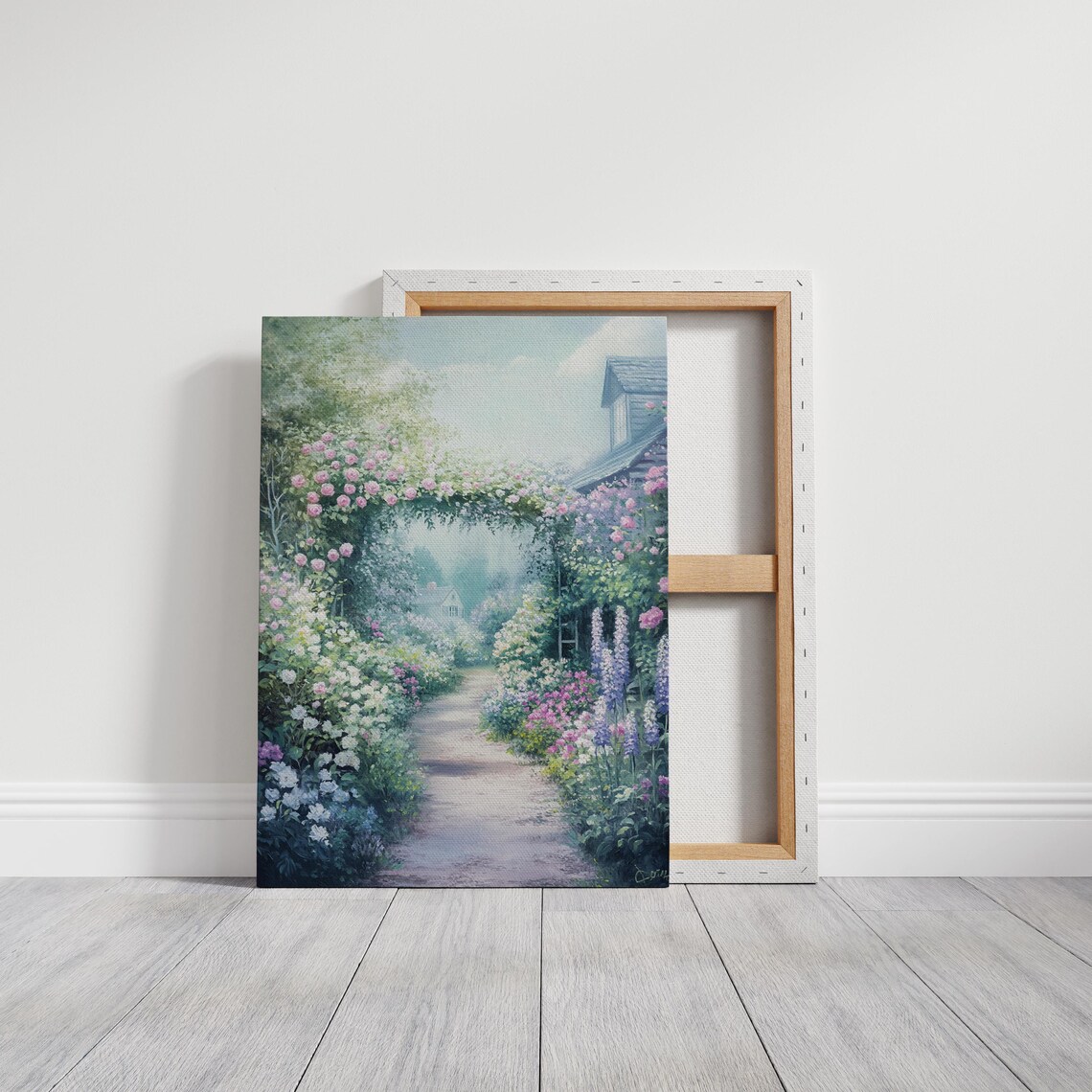 Enchanting Rose Garden Arch Path Vintage Floral Landscape Wall Poster - Image 3