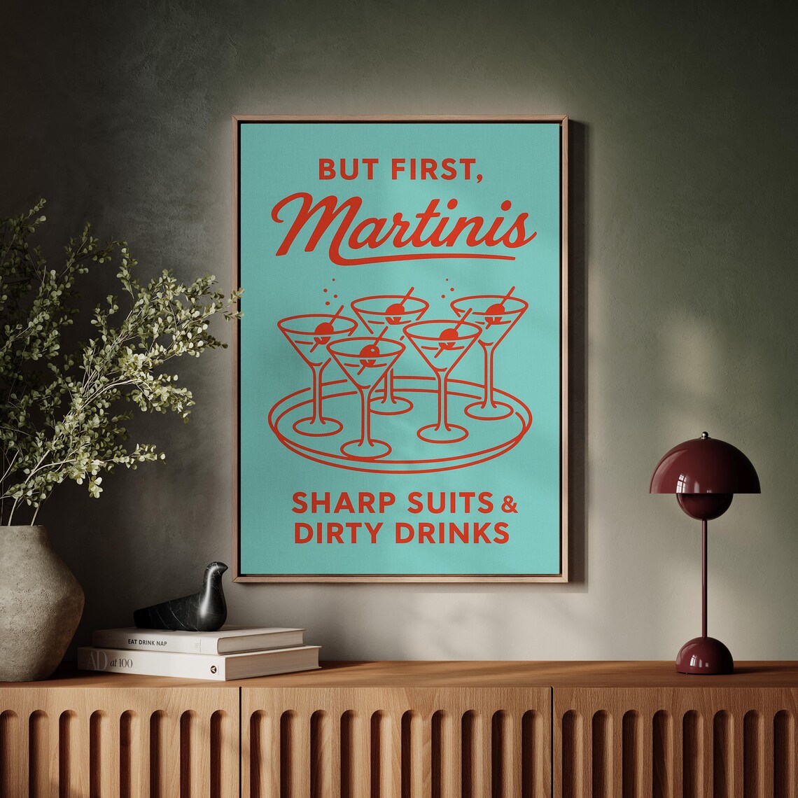 But First Martinis Bold Retro Cocktail Poster - Image 5