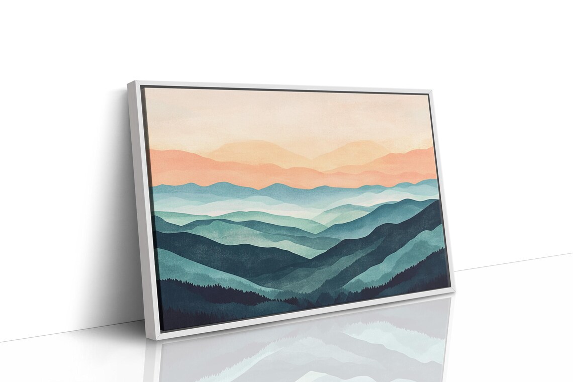 Minimalist Mountain Sunset Art Print, Abstract Landscape - Image 5