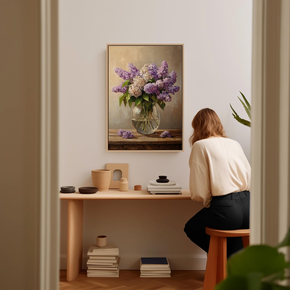 Lilac Floral Still Life, Vintage Botanical Art Print - Image 2