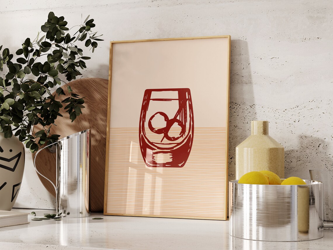 Boho Cocktail Art, Minimalist Modern Decor