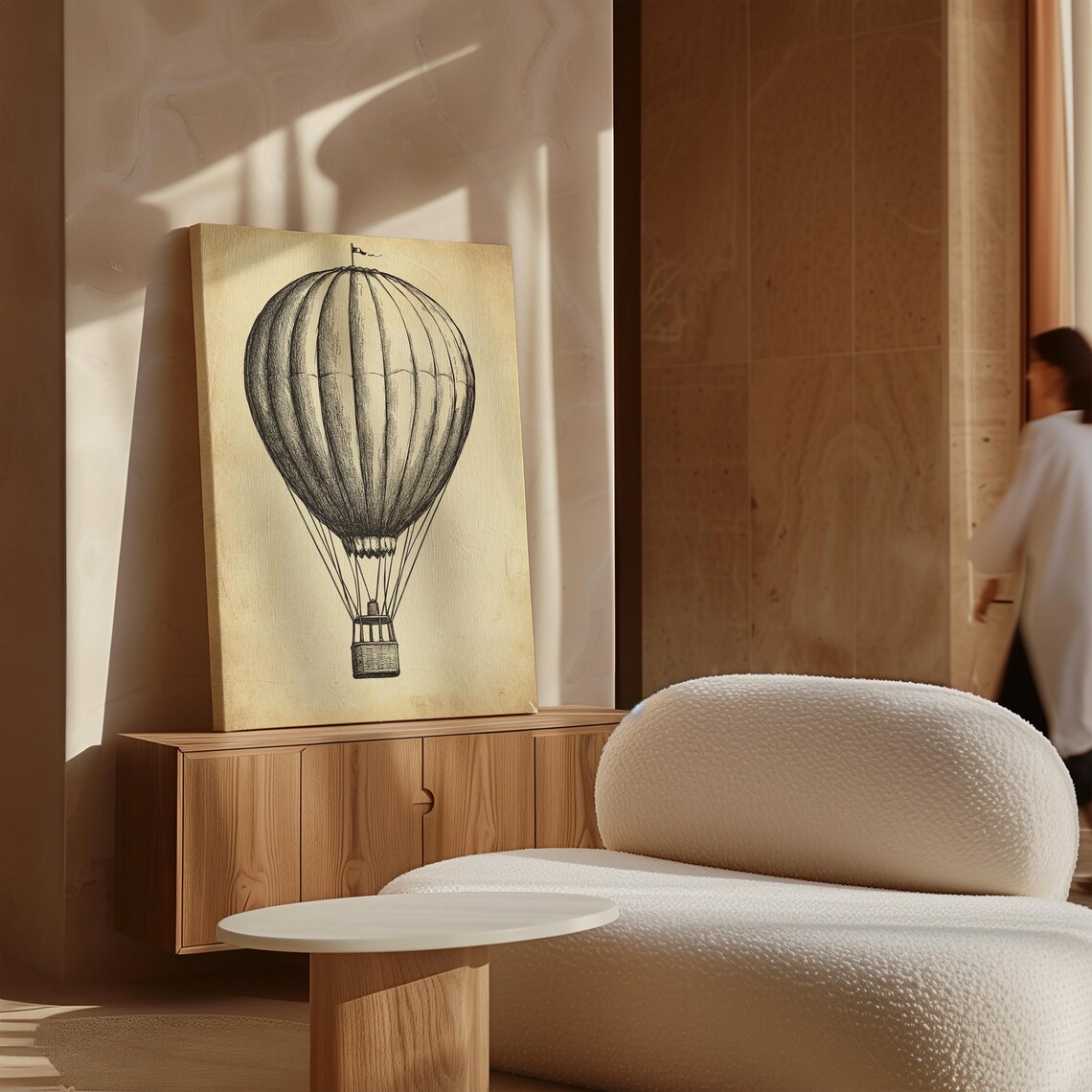 Antique Hot Air Balloon Vintage Retro Ink Sketch Travel Poster - Image 4