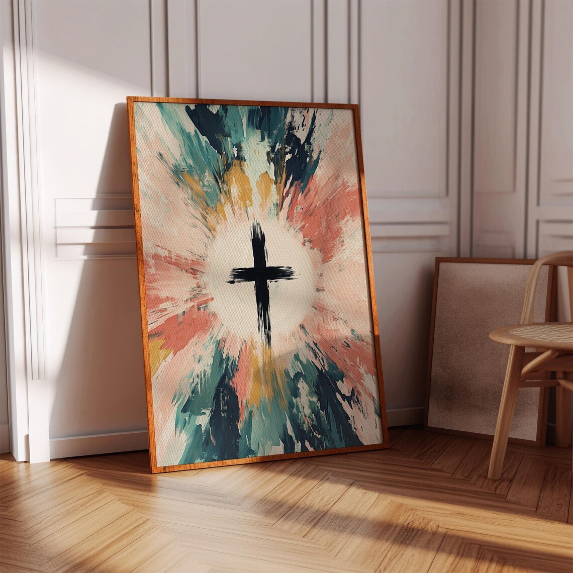 Abstract Cross Radiance, Modern Christian Faith Decor