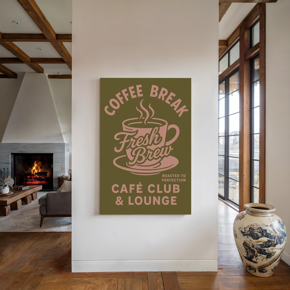 Coffee Break Fresh Brew Poster, Vintage Café Quote - Image 3