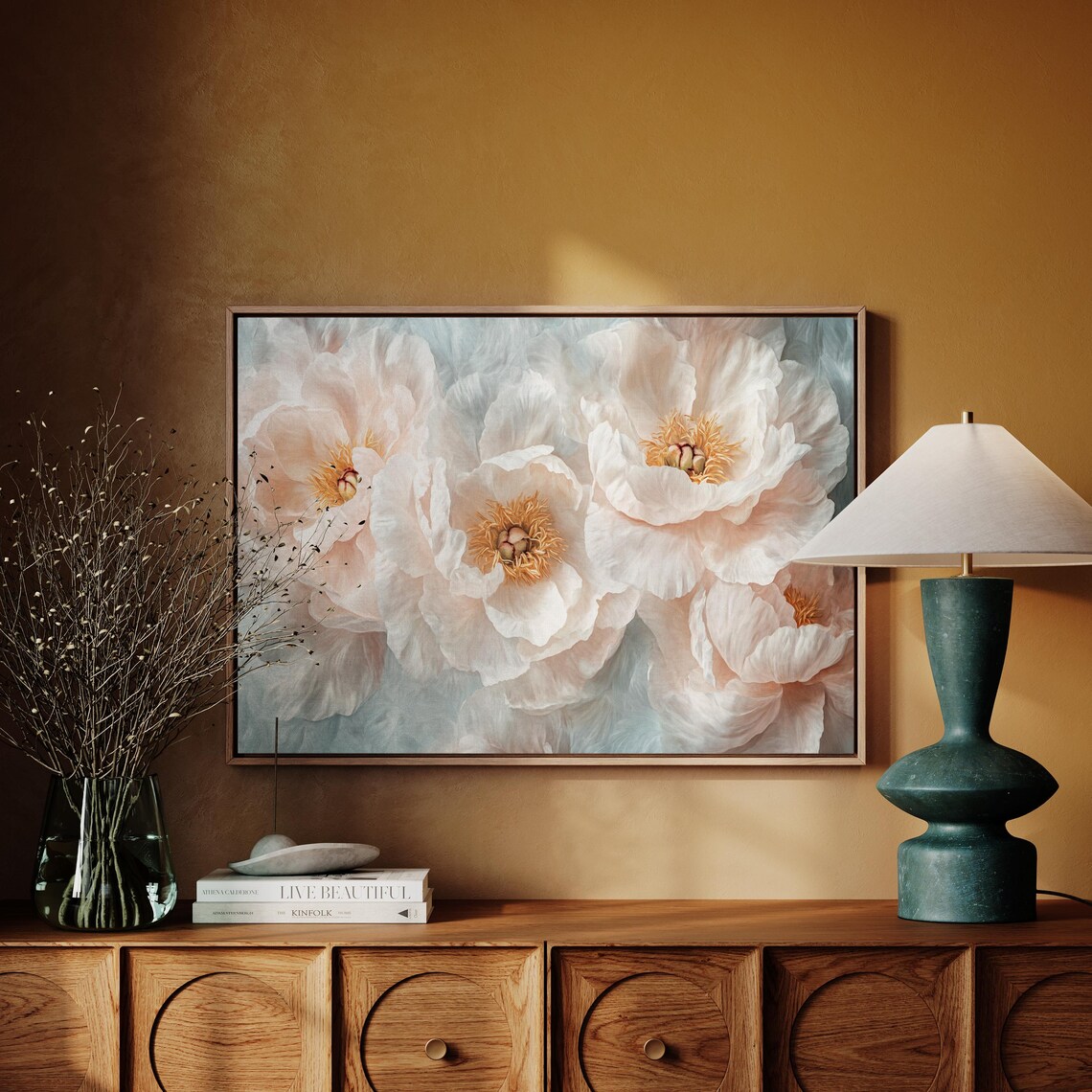 Blush Peony Pink Cream Soft Floral Botanical Romantic Flower Wall Art - Image 4