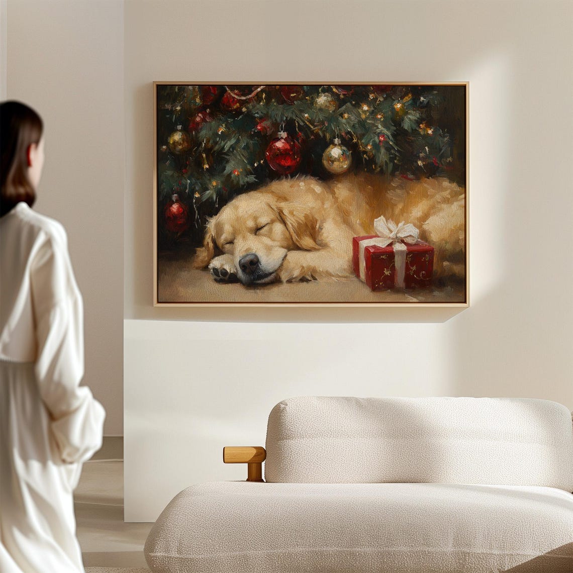 Golden Retriever Puppy Sleeping Under Christmas Tree Gift Poster - Image 4