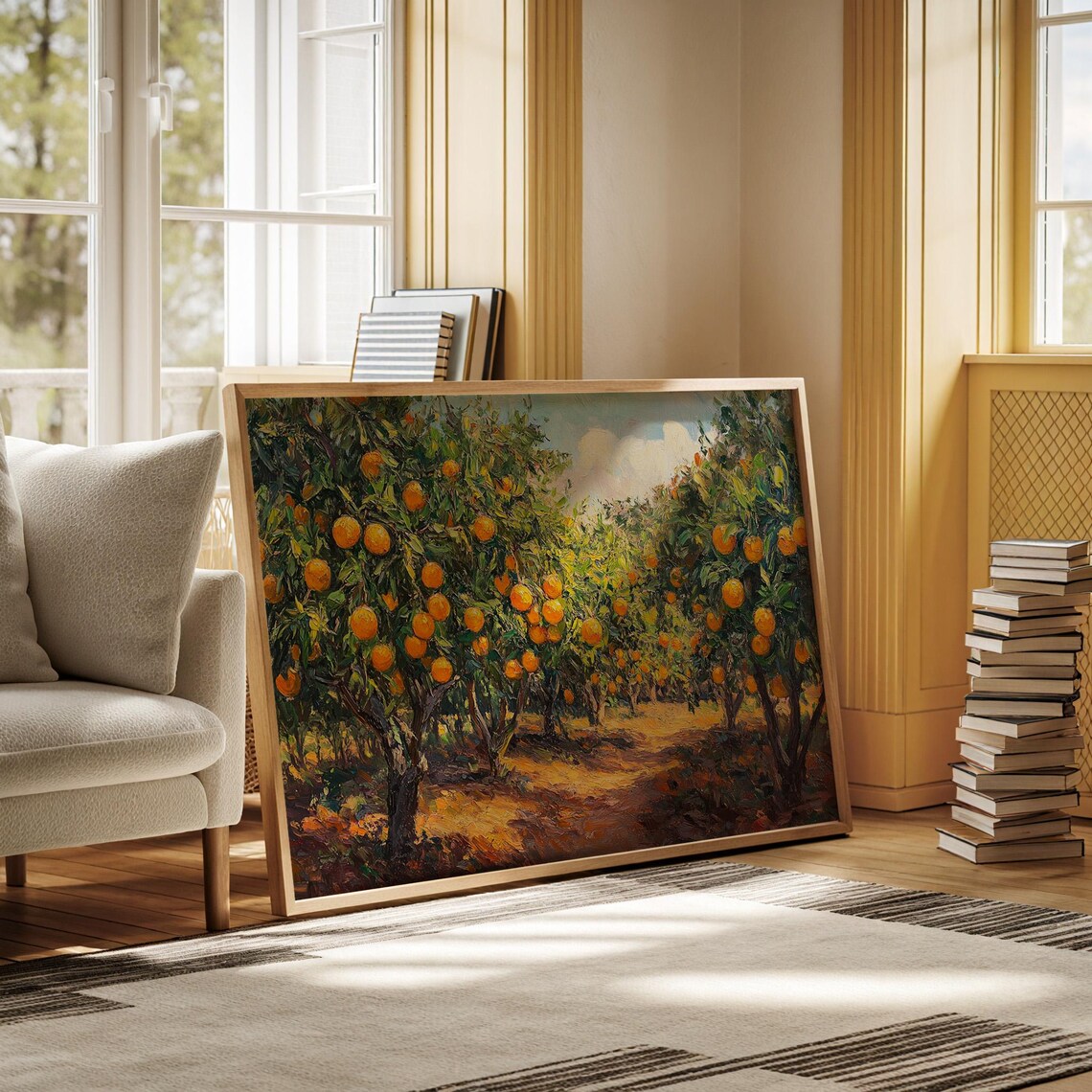 Orange Grove, Vibrant Citrus Orchard Landscape Art Print - Image 5