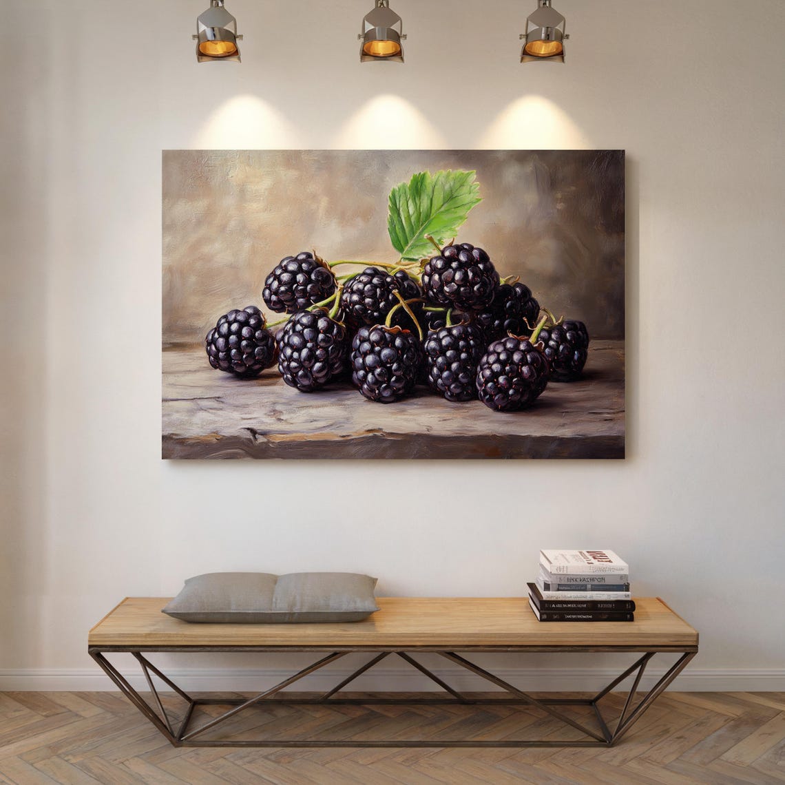 Fresh Blackberries Still Life Rustic Wood Realistic Fruit Art Print - Image 3