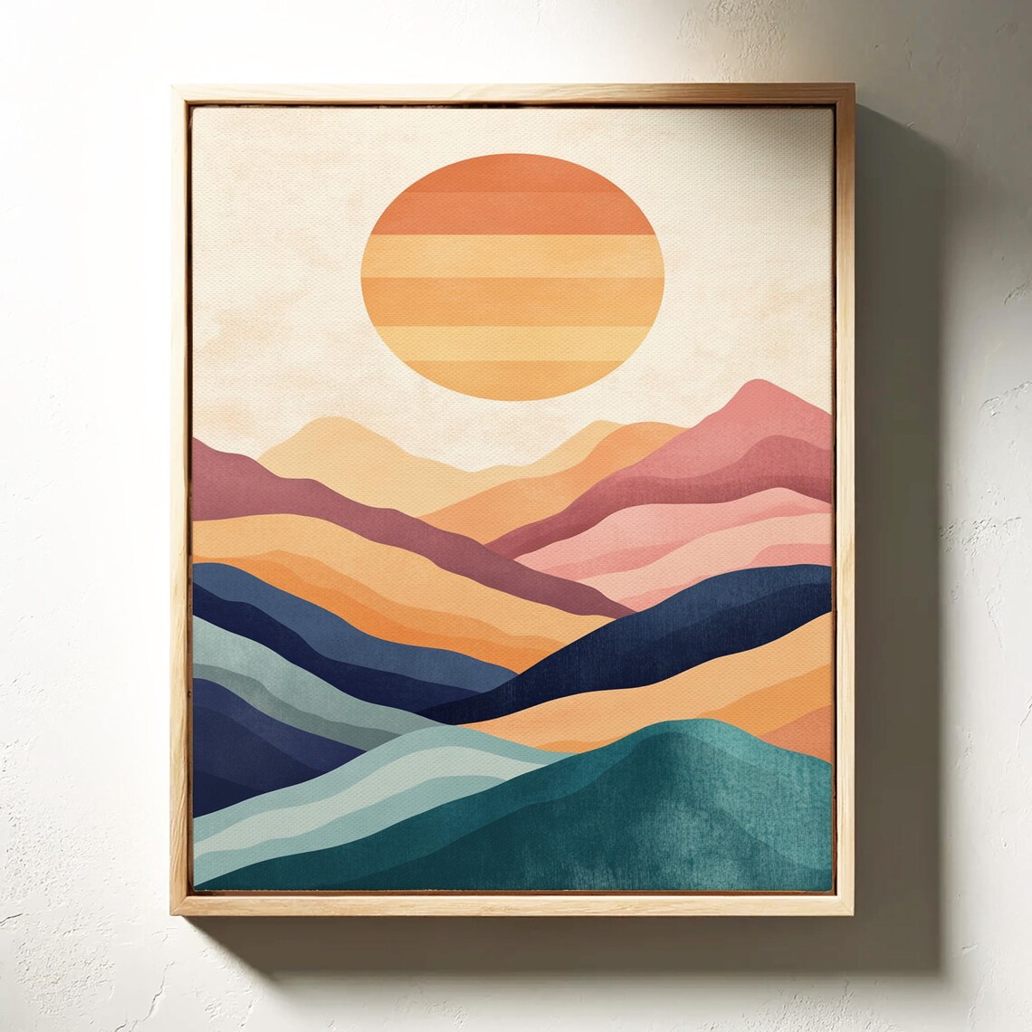 Modern Sunset Mountain Landscape, Minimalist Art Print - Image 5
