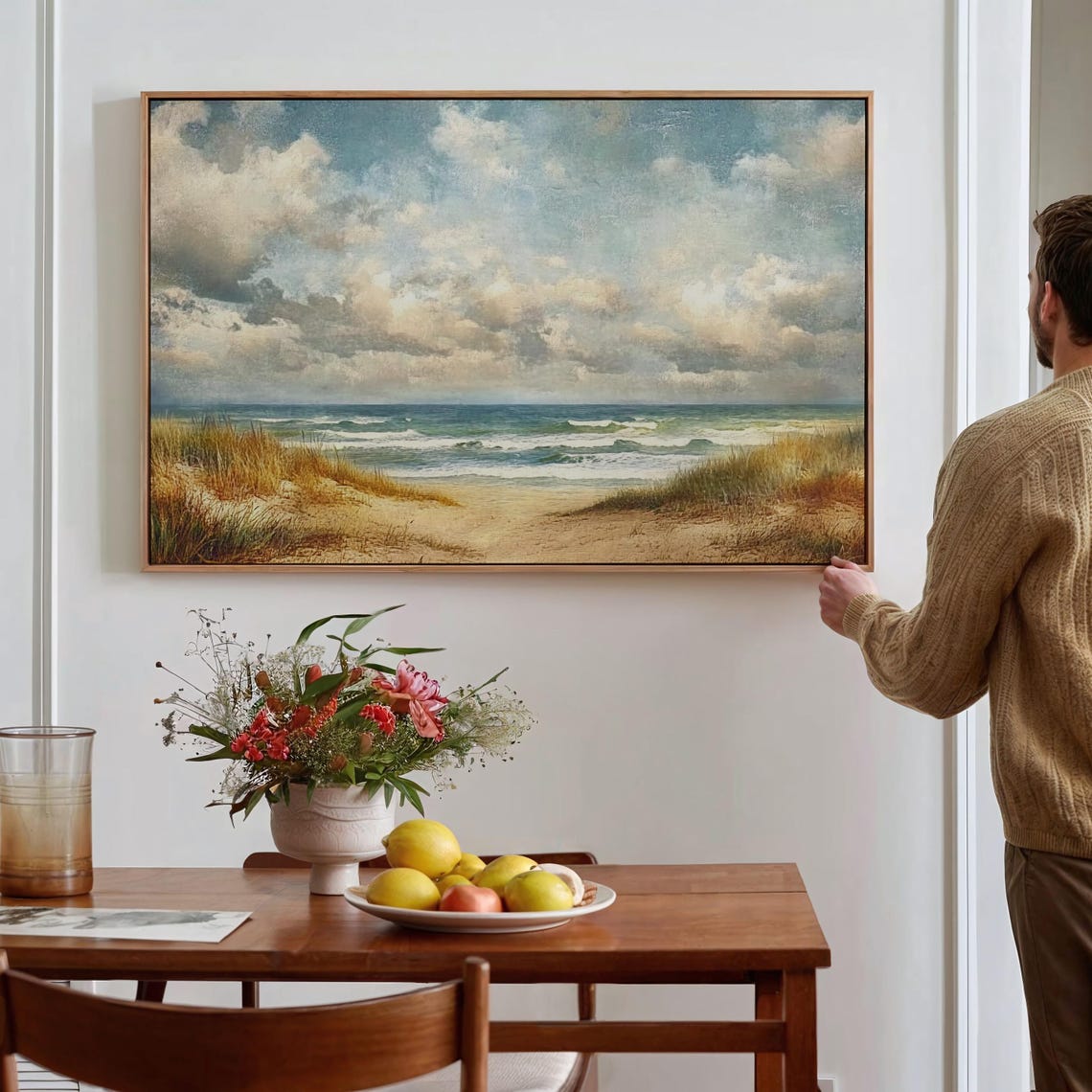 Sandy Dune Path Leading To Ocean Beach Grass Coastal Landscape Poster - Image 2