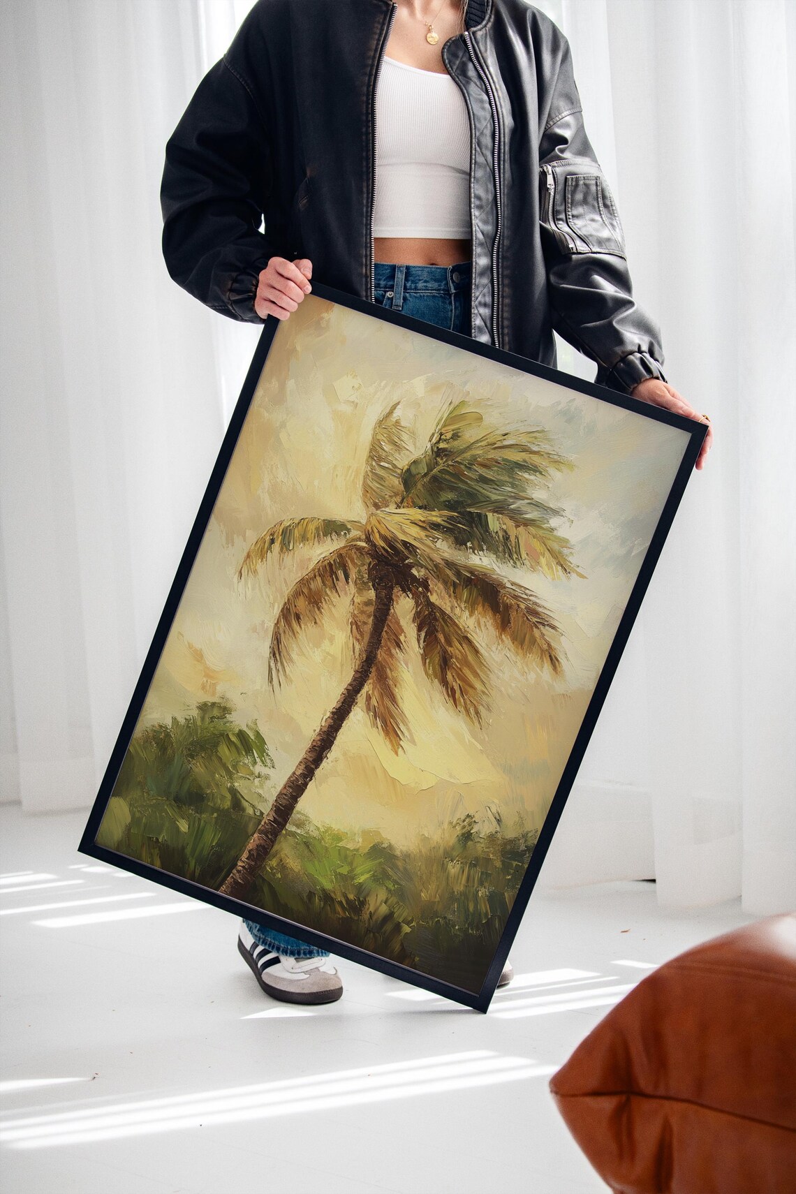 Tropical Palm Tree Art Print, Golden Sunset Beach - Image 2