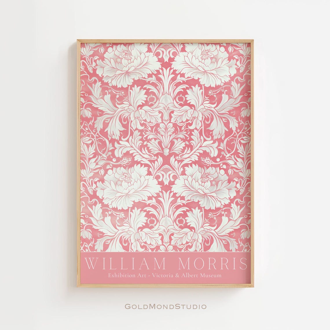 William Morris Pink Peony White Damask V&A Exhibition Art Poster