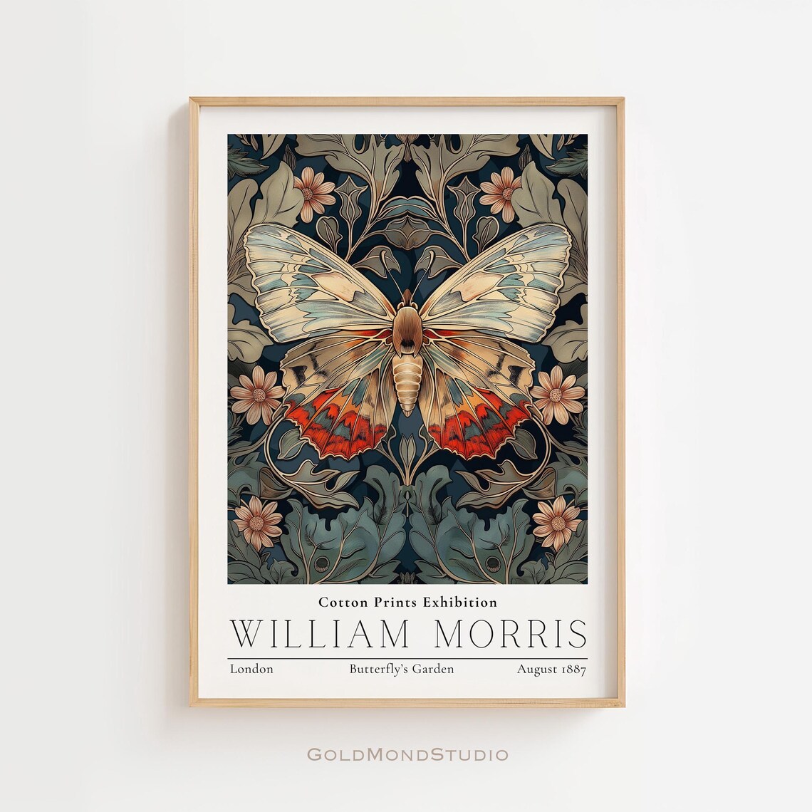 William Morris Butterfly Poster, Vintage Wall Art