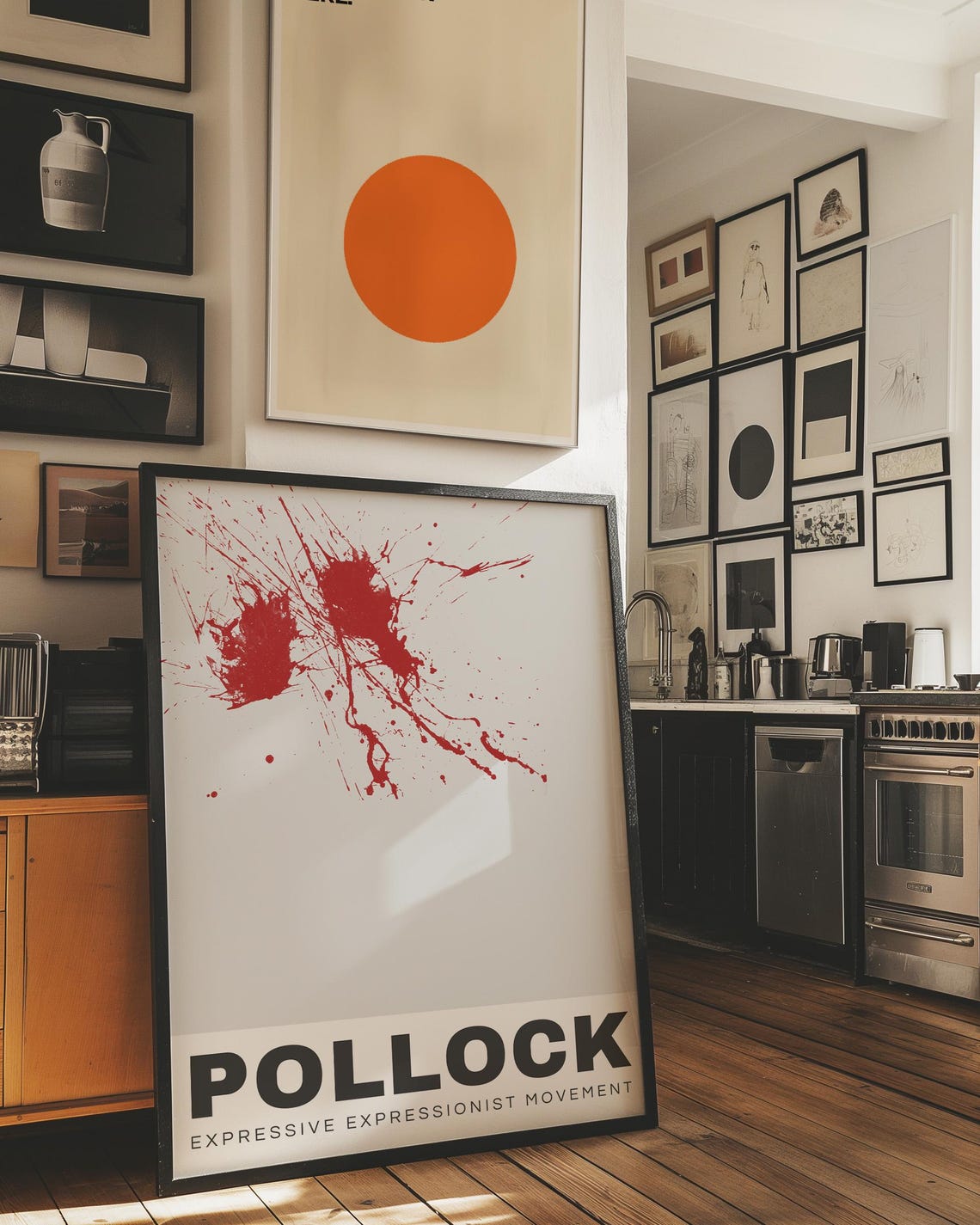 Pollock Red Splatter on White Abstract Expressionism Art Poster - Image 2