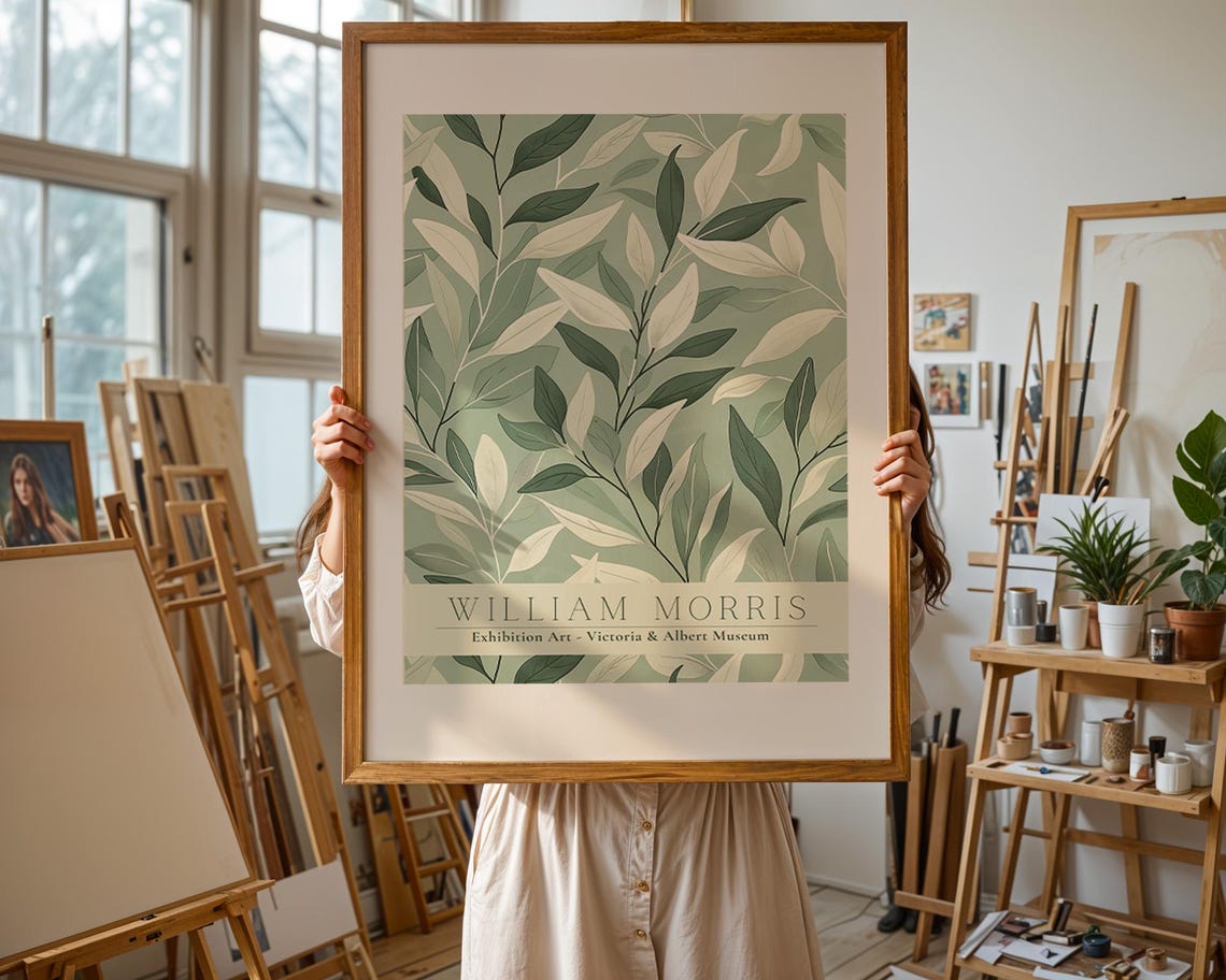 William Morris Sage Green Branches V&A Exhibition Art Poster - Image 2