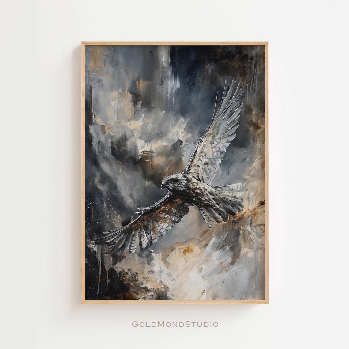 Soaring Eagle In Flight Against Stormy Clouds Painting Poster