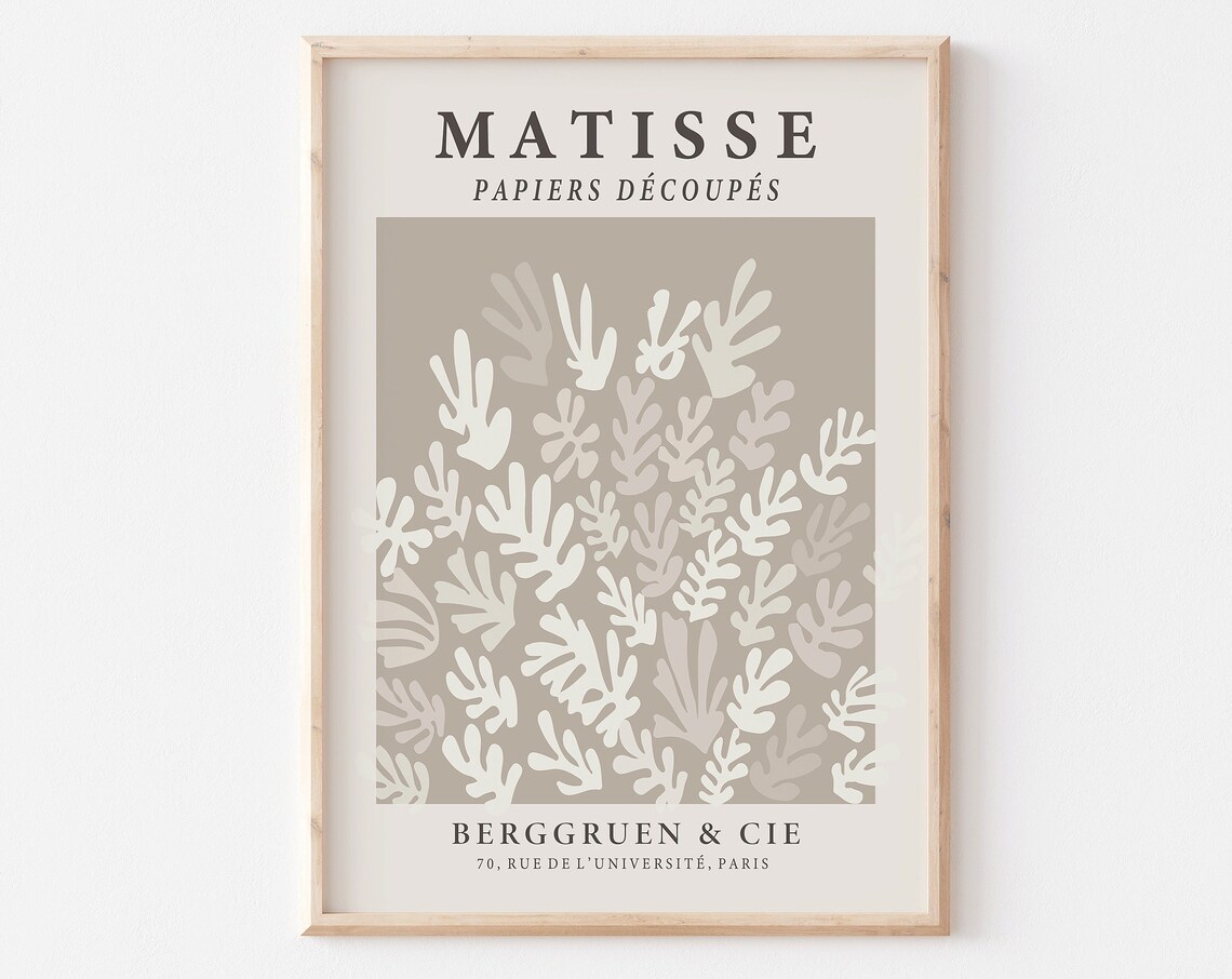 Henri Matisse La Gerbe Neutral Leaf Organic Abstract Art Poster