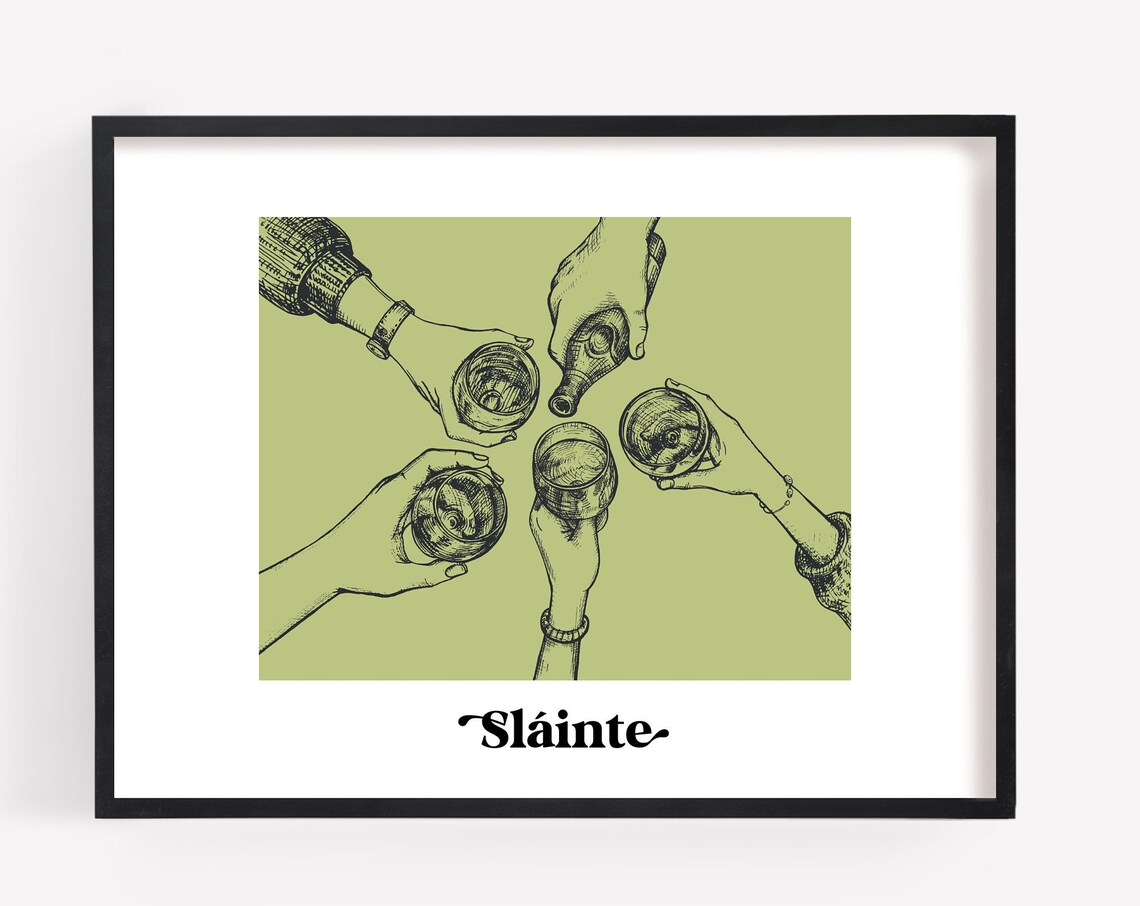 Slainte St Patricks Day Art Print, Irish Cheers - Image 4