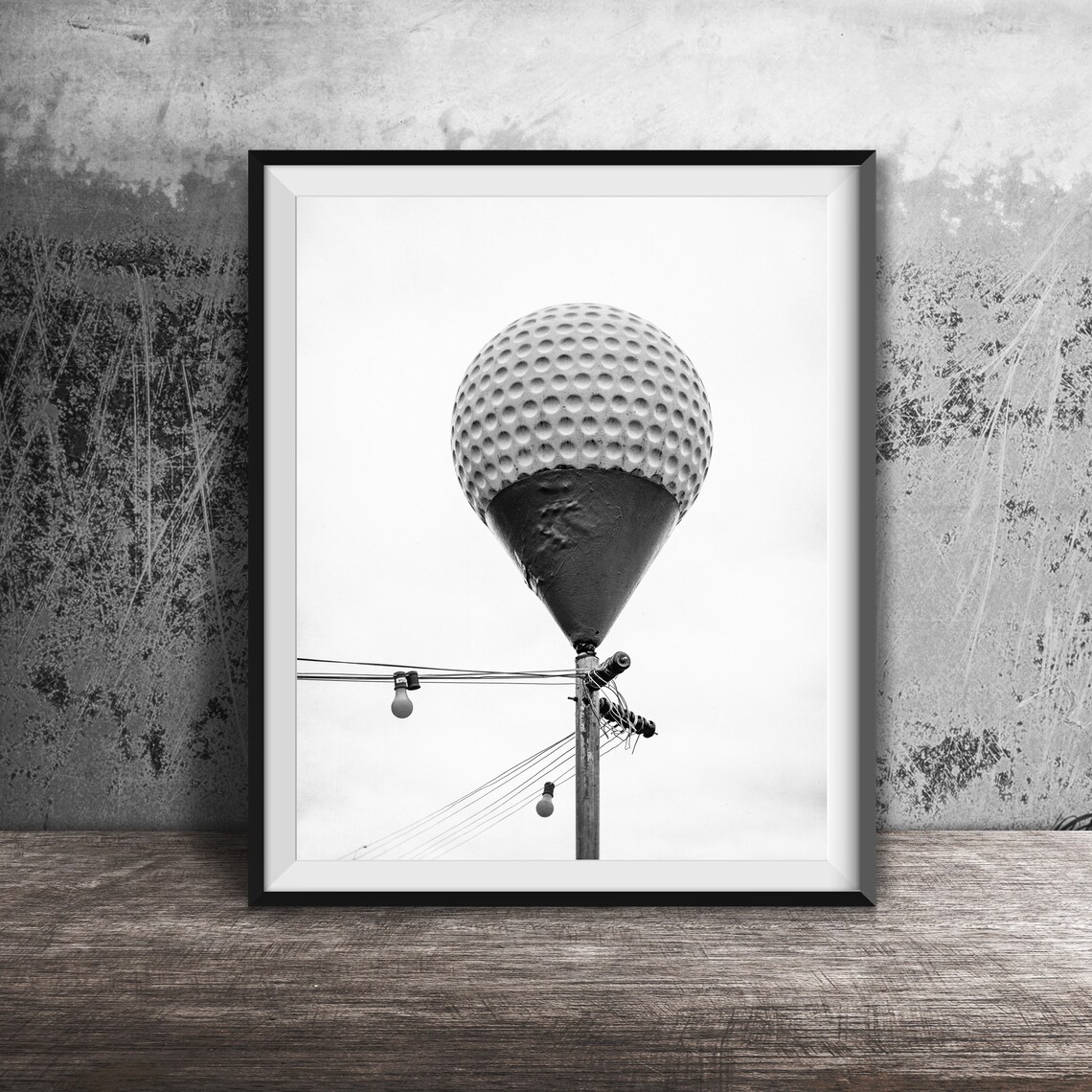 Giant Yellow Golf Ball on Pole Retro Roadside Sign Photo Poster - Image 2