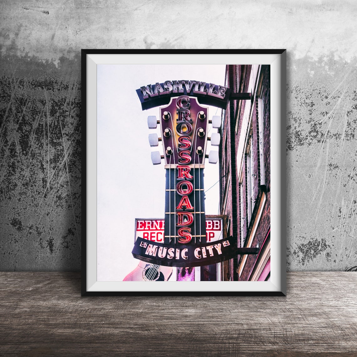 Nashville Crossroads Bar Sign Photography Unframed Wall Art Photo Broadway Music City Photography