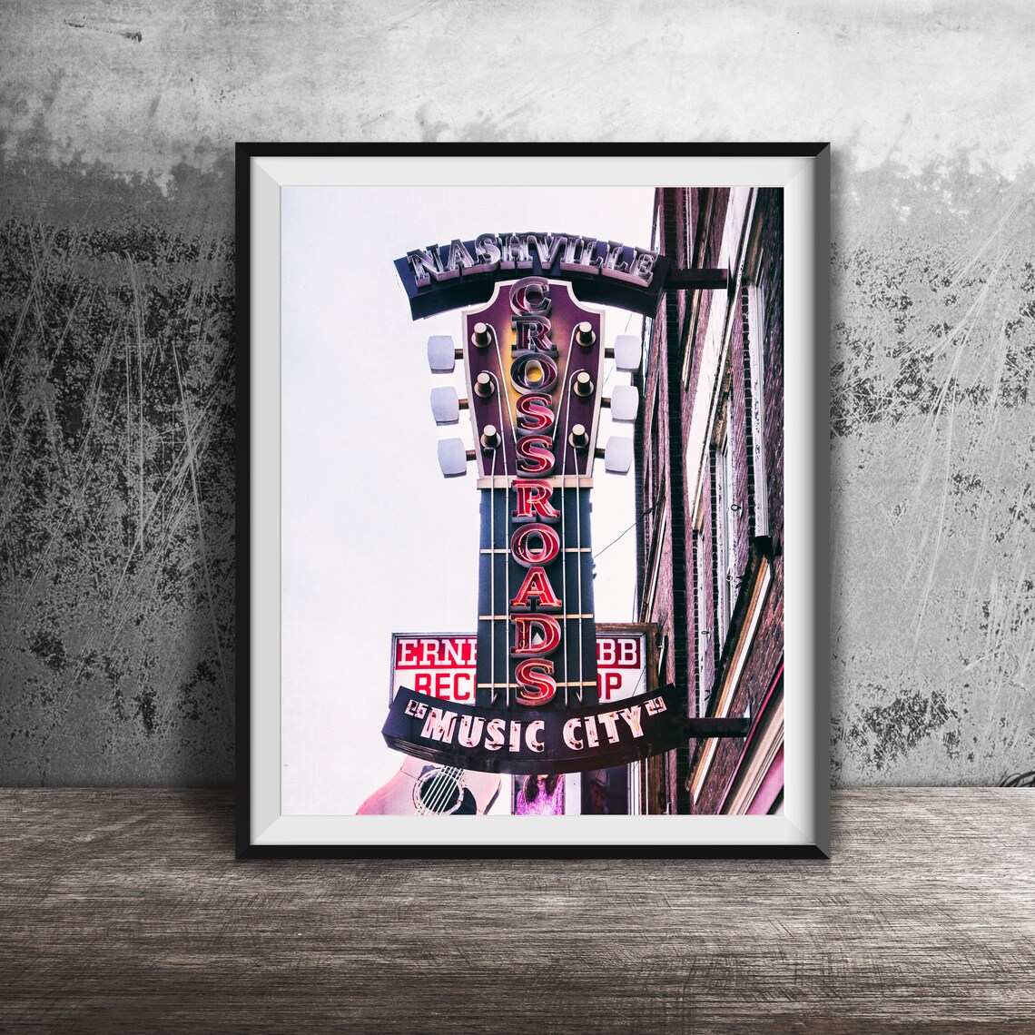 Nashville Crossroads Guitar Sign Music City Tennessee Poster