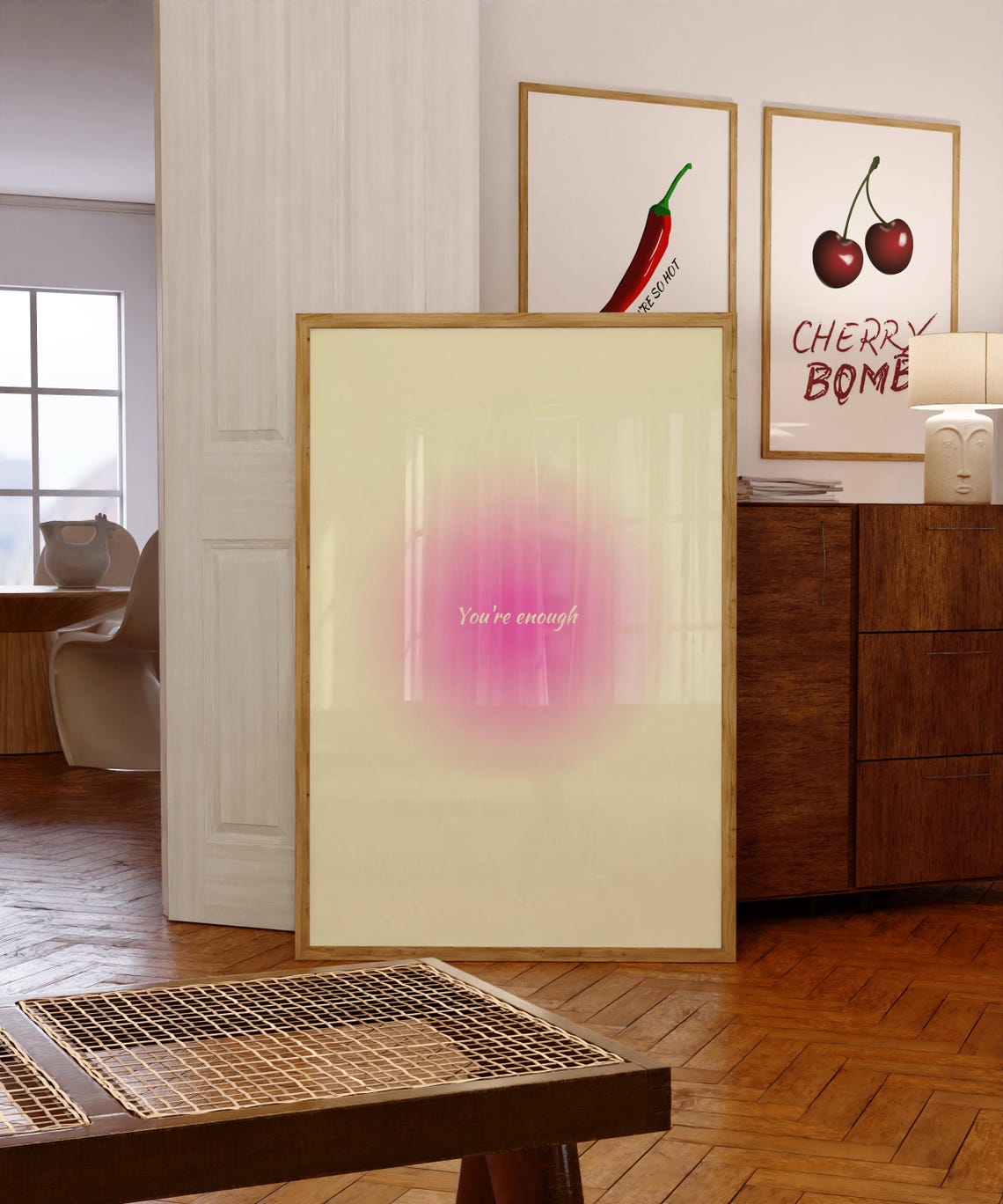 You're Enough Pink Aura Gradient Motivational Quote Wall Art - Image 3