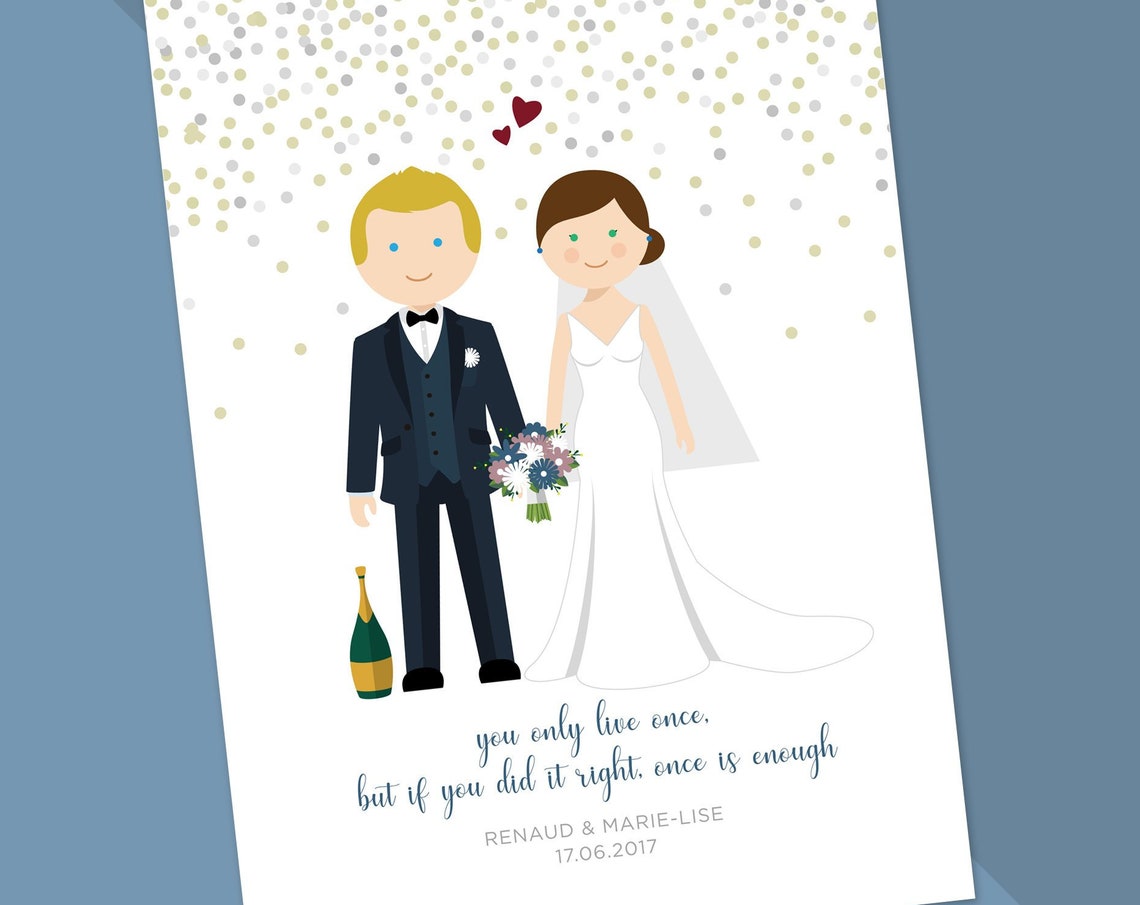 Personalized Family Drawing For Wedding Invitation Wedding Guest Book Save The Date And Custom Wedding Cards Custom Couple Portrait - Image 4