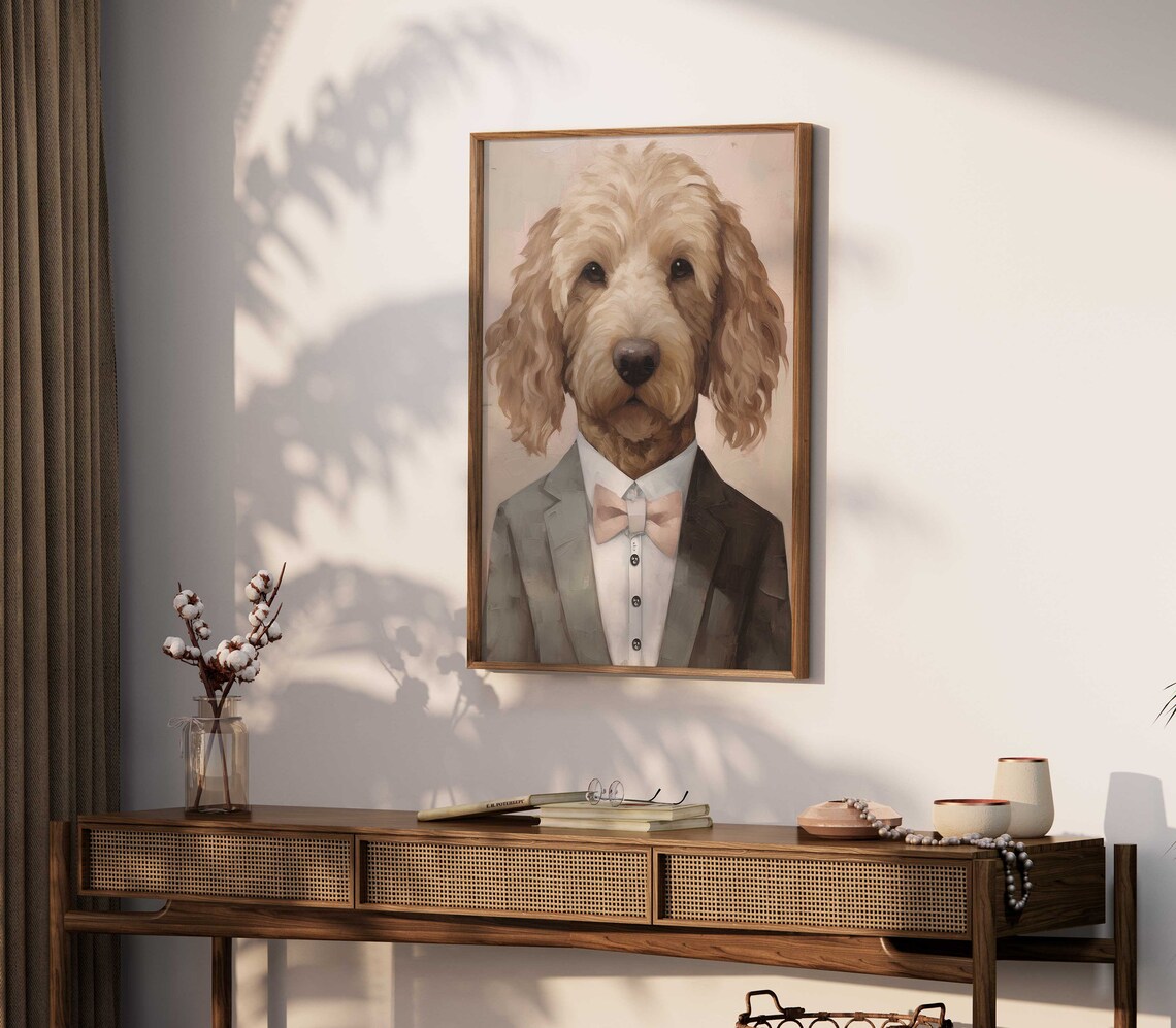 Goldendoodle Vintage Dog Portrait Art Print - Image 2