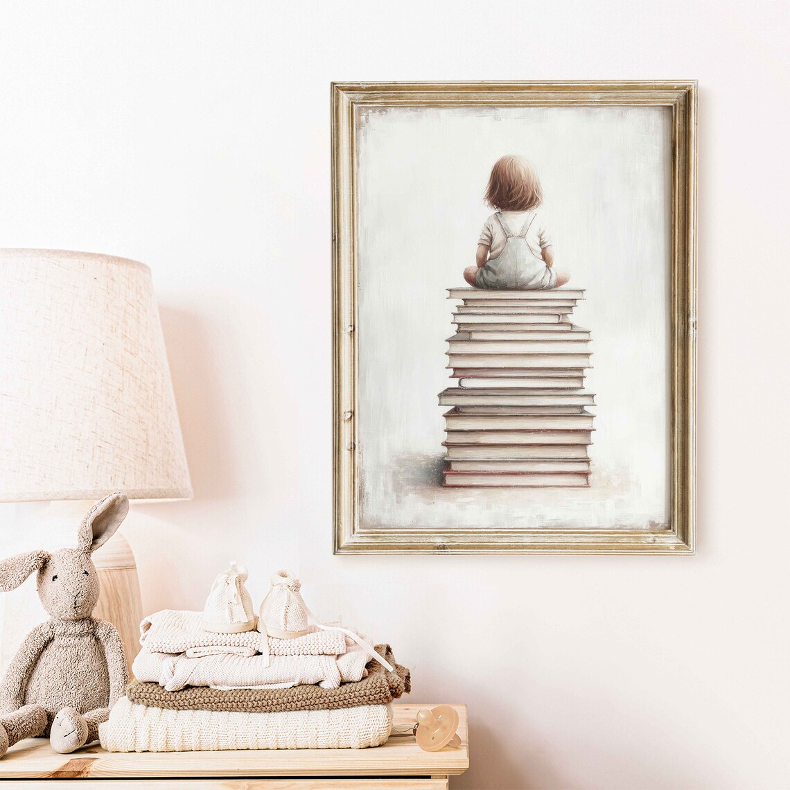 Girl Reading Corner Art Print, Toddler Room Decor - Image 2