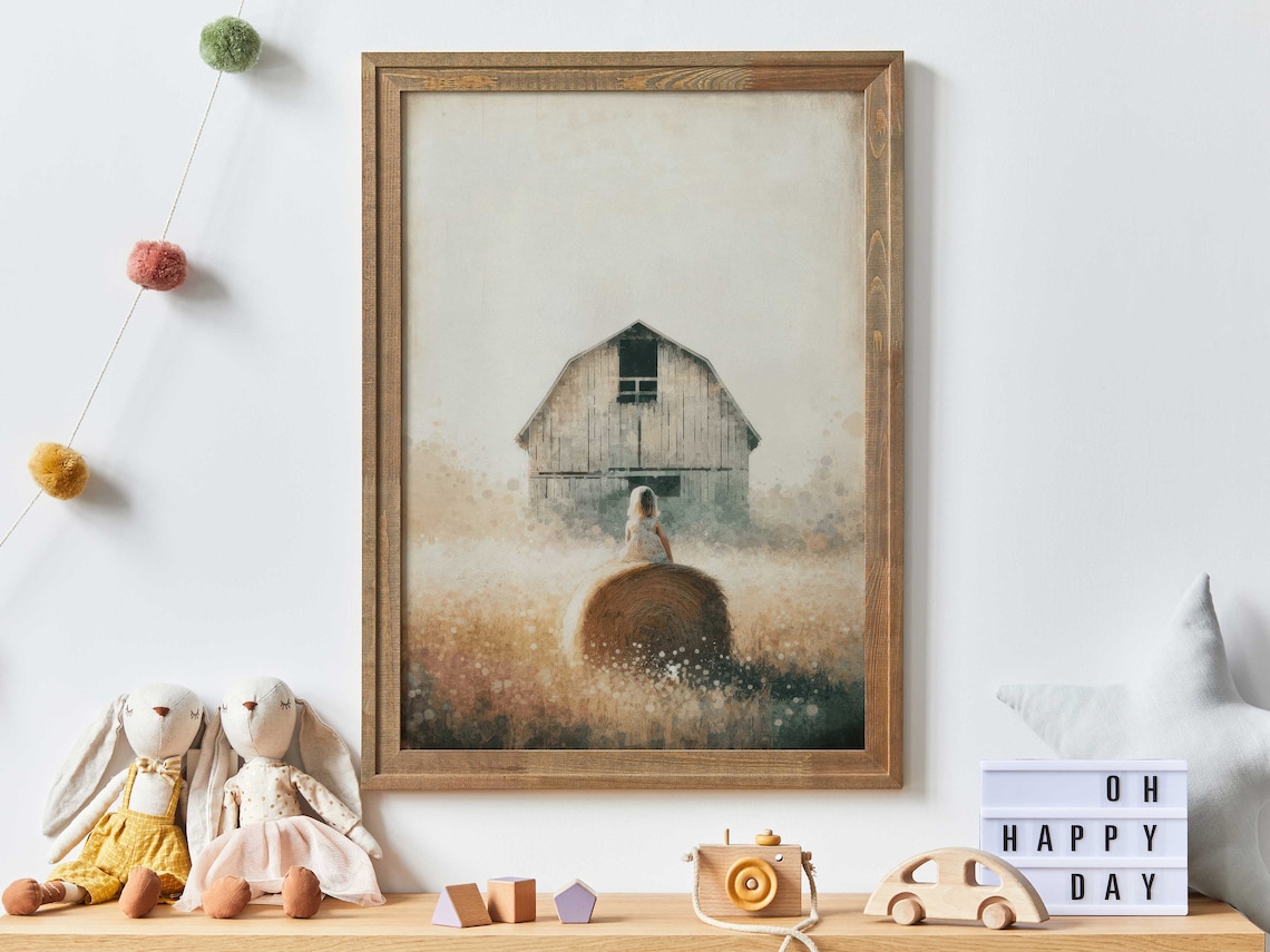 Little Farm Girl Print, Farmhouse Nursery Decor
