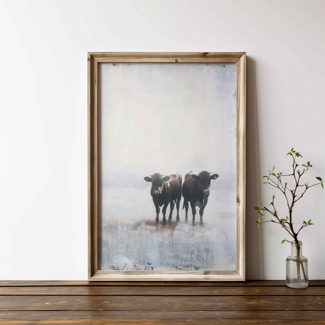 Cow Wall Art Vintage Cow Painting Farm Animal Art Modern Farmhouse Home Decor Country Home Wall Decor Cattle Wall Art Art