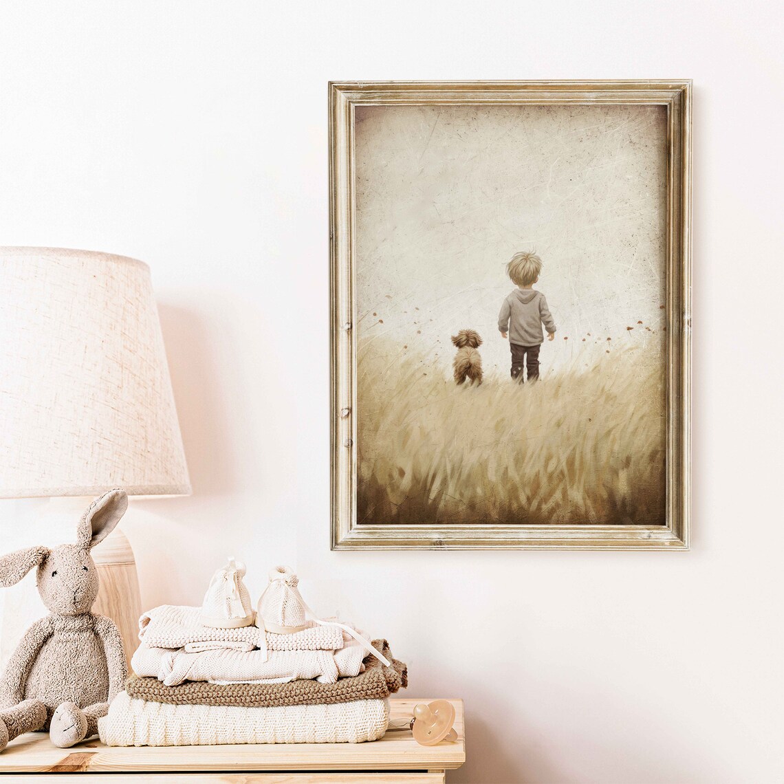 Puppy Nursery Print Boy And Dog Painting Toddler Room Decor Boy Dog Decor Nursery Boys Room Wall Art Dog Decor For Kids - Image 2