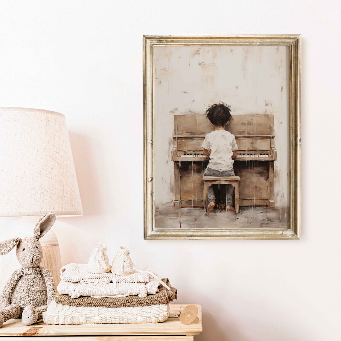 Boy Playing Piano Nursery Art, Vintage Decor - Image 2