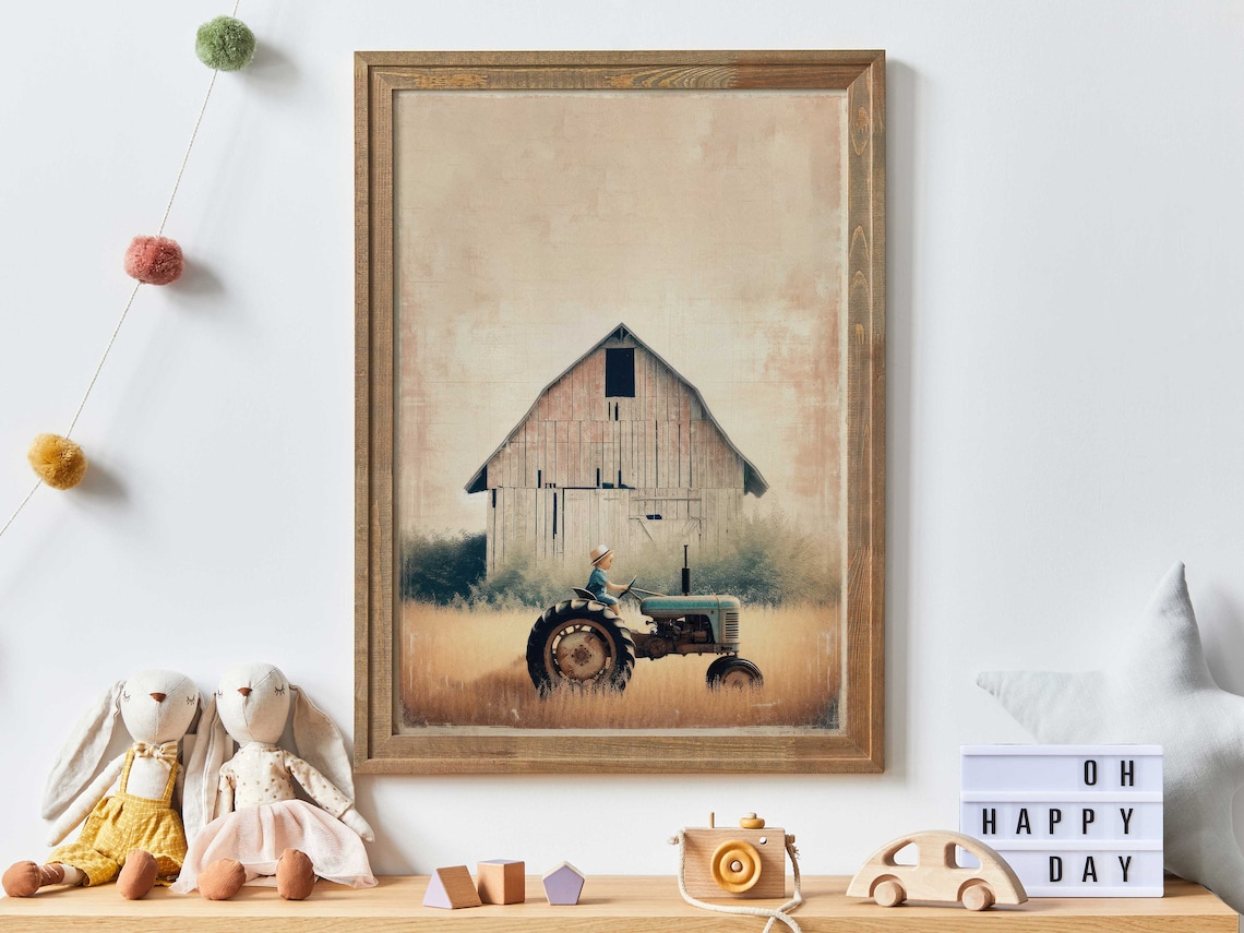 Tractor Nursery Art Print, Farmhouse Kids Decor