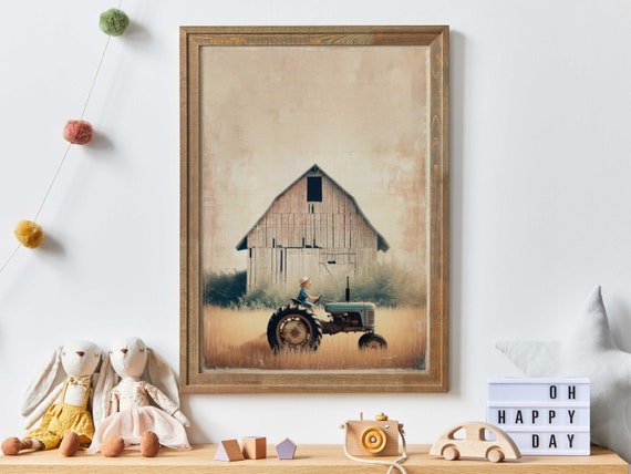 Tractor Nursery Art Print, Farmhouse Kids Decor