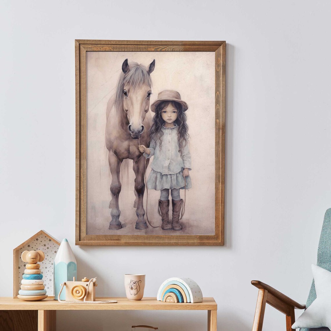 Cowgirl Nursery Decor Art Print, Girl and Horse - Image 3
