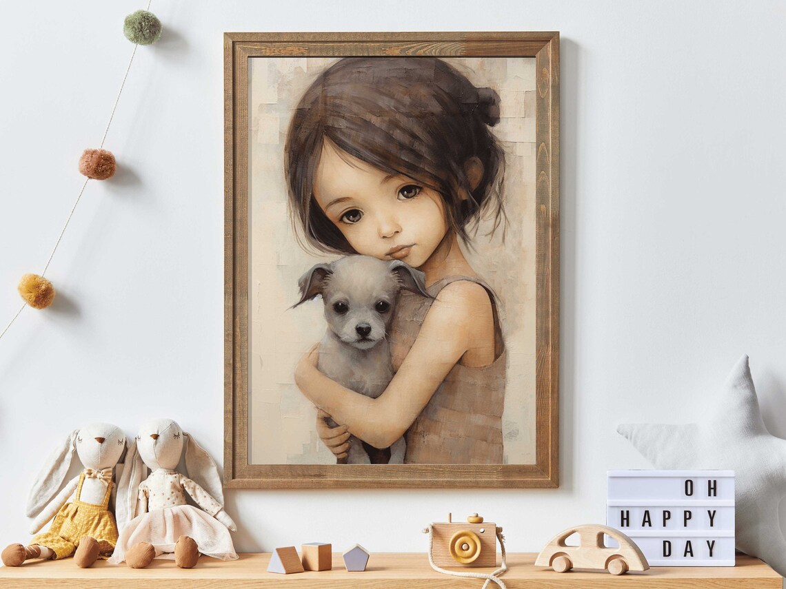 Dog Nursery Decor For Girls Room Art Print