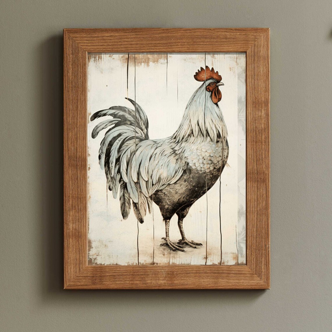 Vintage Rooster Print, Rustic Farmhouse Poultry Art - Image 2