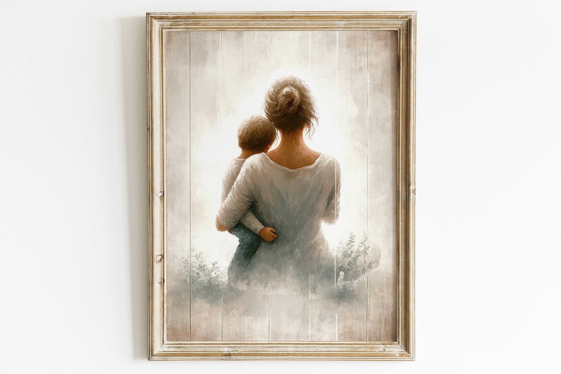 Mother And Son Vintage Wall Art Print