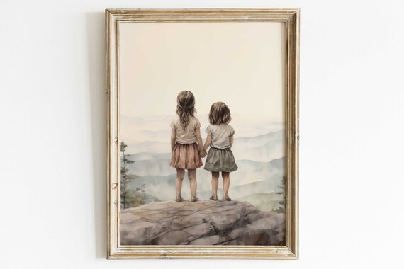 Sisters Bedroom Decor Sisters Room Print Little Girls Room Painting Best Friends Wall Art Cute Adventure Decor For Girls