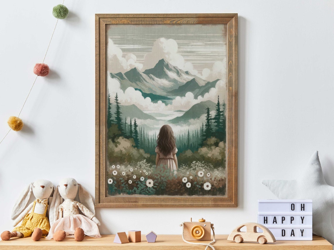Girl Adventure Print Adventure Nursery Decor Girl Mountain Nursery Art Toddler Room Decor Girls Room Wall Art Girl Wall Art