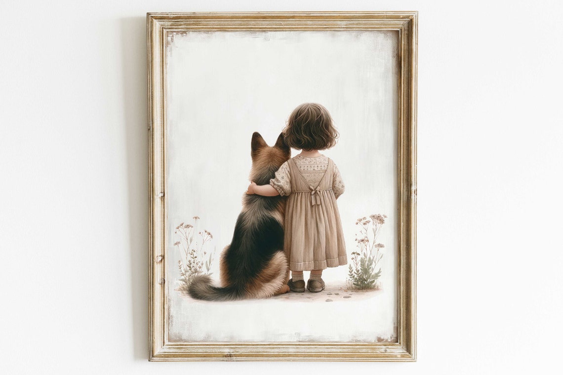 Dog Nursery Decor German Shepherd Nursery Print Girl Dog Art Girls Room Dog Decor Toddler Room Decor Gsd Wall Artprintable Dog Decor - Image 2