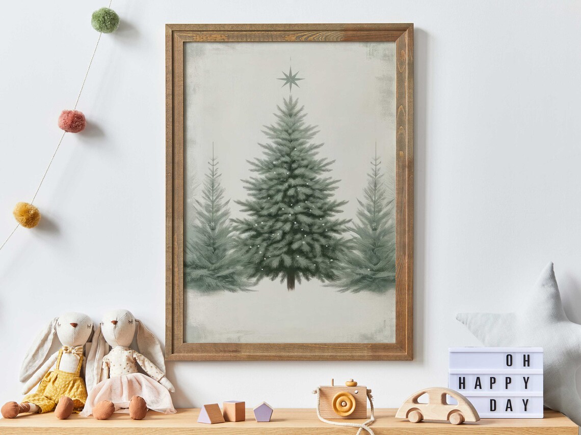 Christmas Tree Vintage Rustic Poster Print - Image 3