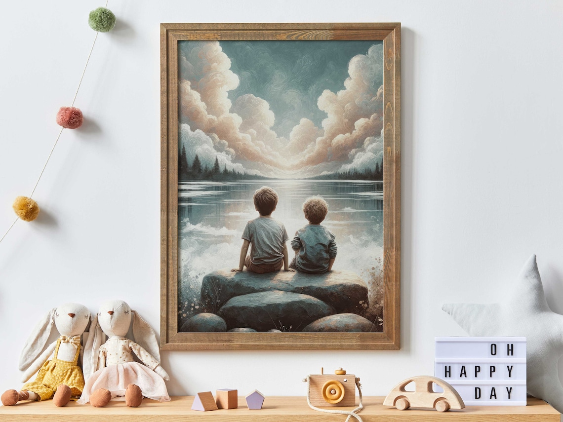 Brothers Room Adventure Lake Nature Art Print