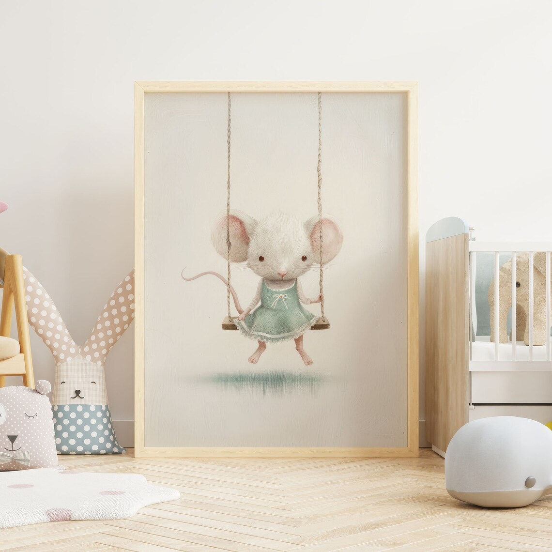 Cute Mouse Nursery Art, Whimsical Animal Print - Image 2