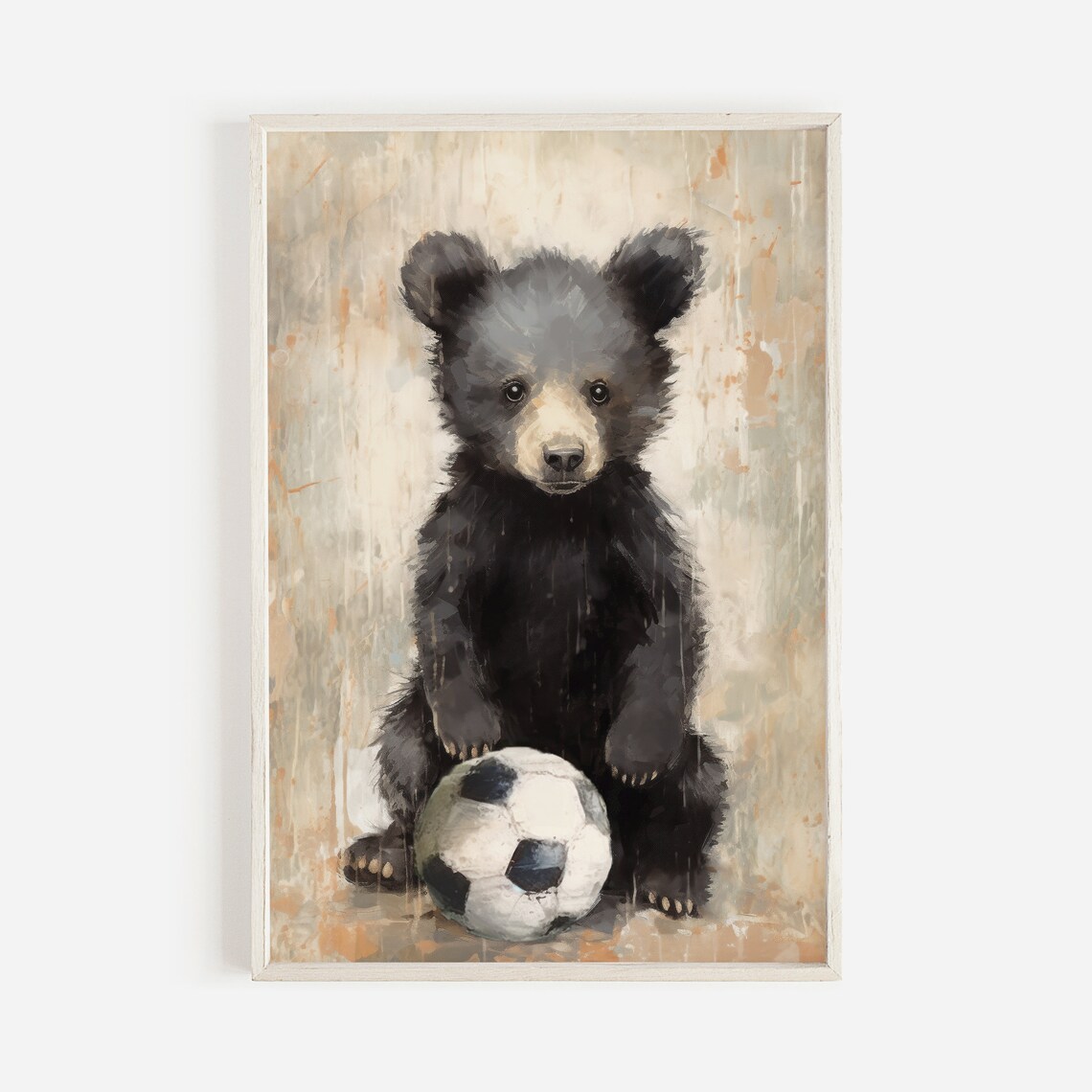 Bear Cub Football Player Vintage Nursery Art - Image 2