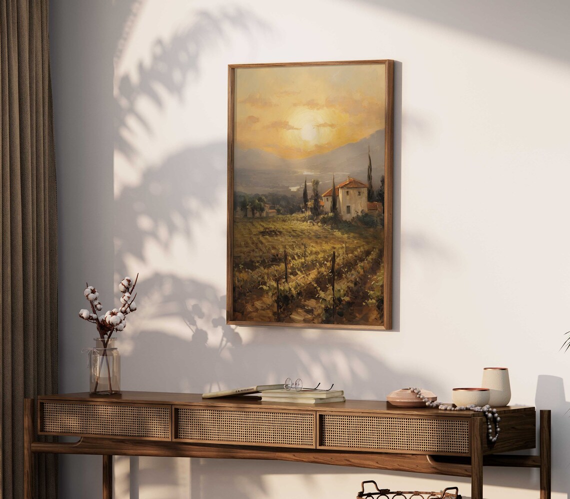 Vineyard Painting Tuscany Italian Landscape Art Print - Image 2